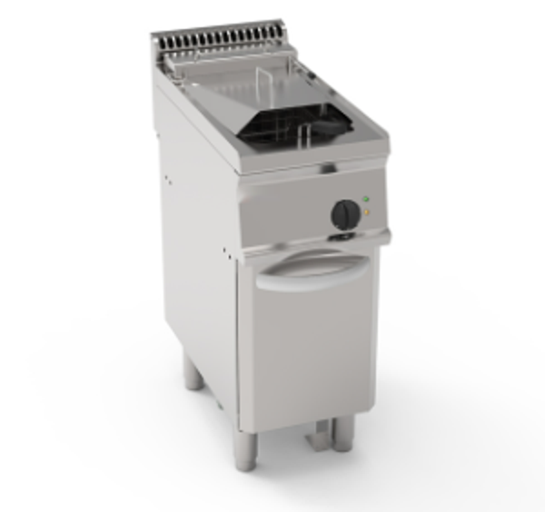 FRIGGITRICE ELETTRICA VASCA SINGOLA 14LT CON ELEMENTI RISCALDANTI IN VASCA BASCULANTI FREESTANDING SU VANO CHIUSO