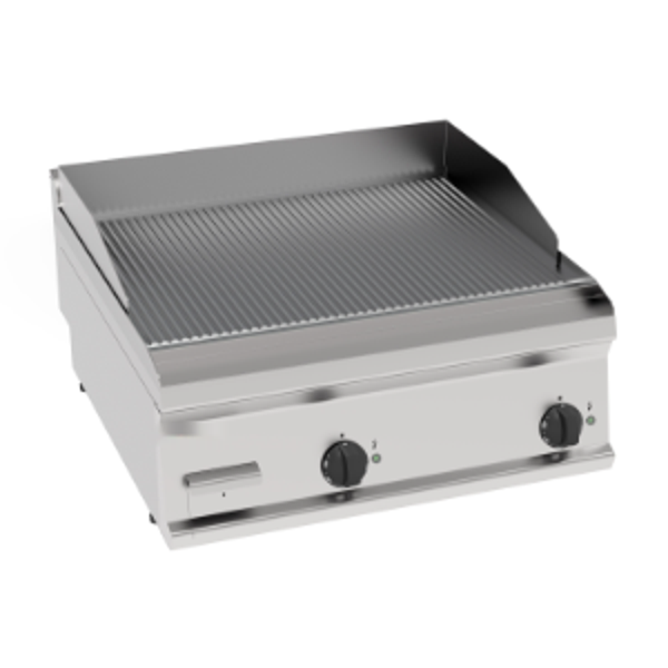 FRY-TOP ELETTRICO PIASTRA RIGATA CROMATA SPAZZOLATA TOP