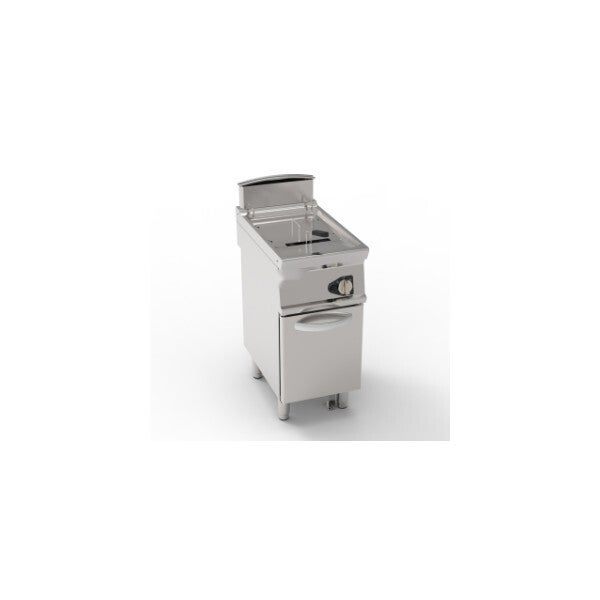 FRIGGITRICE GAS VASCA SINGOLA 17LT CON SCAMBIATORI IN VASCA FREESTANDING SU VANO CHIUSO - CESTELLI, COPERCHI E VASCA RECUPERO OLIO INCLUSI