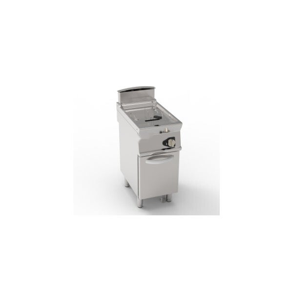 FRIGGITRICE GAS VASCA SINGOLA 13LT CON SCAMBIATORI IN VASCA FREESTANDING SU VANO CHIUSO - CESTELLI, COPERCHI E VASCA RECUPERO OLIO INCLUSI