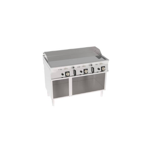 FRY-TOP GAS PIASTRA LISCIA CROMATA FREESTANDING SU VANO APERTO