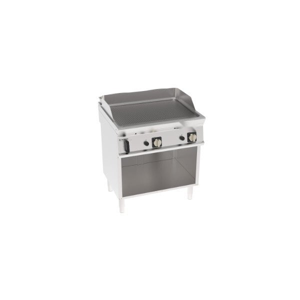 FRY-TOP GAS PIASTRA RIGATA FREESTANDING SU VANO APERTO