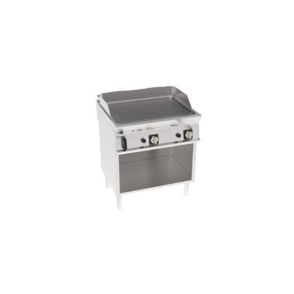 FRY-TOP GAS PIASTRA RIGATA FREESTANDING SU VANO APERTO