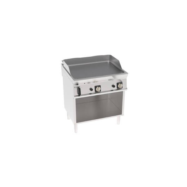 FRY-TOP GAS PIASTRA LISCIA CROMATA SPAZZOLATA FREESTANDING SU VANO APERTO
