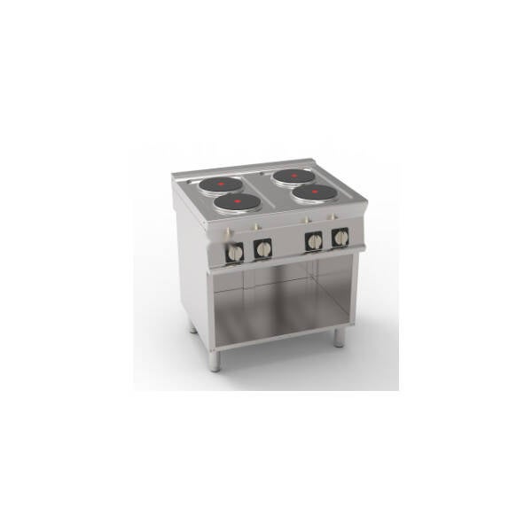 PIANO COTTURA ELETTRICO 4 PIASTRE ERMETICHE TONDE (DIAM 22CM - 8.7IN) FREESTANDING SU VANO APERTO