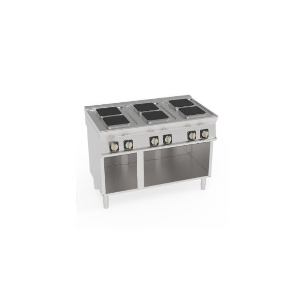 PIANO COTTURA ELETTRICO 6 PIASTRE ERMETICHE QUADRE (22X22CM - 8.7X8.7IN) FREESTANDING SU VANO APERTO