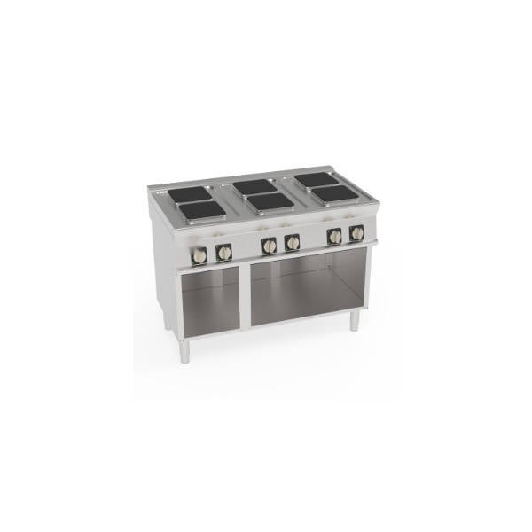 PIANO COTTURA ELETTRICO 6 PIASTRE ERMETICHE QUADRE (22X22CM - 8.7X8.7IN) FREESTANDING SU VANO APERTO