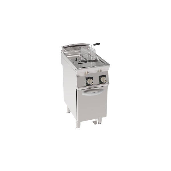 FRIGGITRICE ELETTRICA VASCA DOPPIA 8+8LT RESISTENZE ROTANTI IN VASCA FREESTANDING SU VANO CHIUSO - CESTELLI, COPERCHI E VASCA RECUPERO OLIO INCLUSI