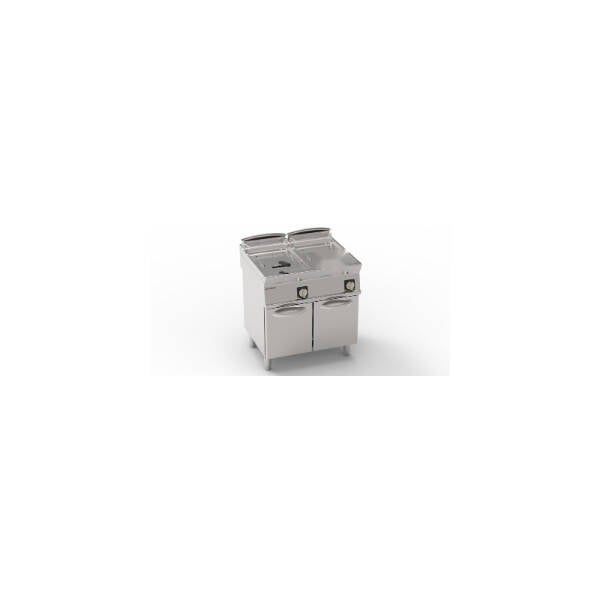 FRIGGITRICE ELETTRICA VASCA DOPPIA 13+13LT CON RESISTENZE ROTANTI IN VASCA FREESTANDING SU VANO CHIUSO - CESTELLI, COPERCHI E VASCA RECUPERO OLIO INCLUSI