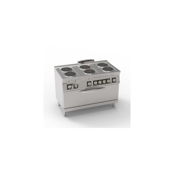CUCINA ELETTRICA 6 PIASTRE ERMETICHE TONDE (DIAM 22CM - 8.7IN) SU FORNO ELETTRICO STATICO FULL-SIZE(CM92,5X63X30) CON 1 GRIGLIA