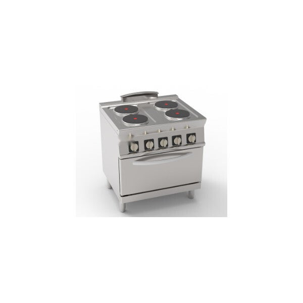 CUCINA ELETTRICA 4 PIASTRE ERMETICHE TONDE (DIAM 22CM - 8.7IN) SU FORNO ELETTRICO CONVEZIONE GN1/1 CON 1 GRIGLIA