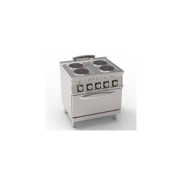 CUCINA ELETTRICA 4 PIASTRE ERMETICHE TONDE (DIAM 22CM - 8.7IN) SU FORNO ELETTRICO CONVEZIONE GN1/1 CON 1 GRIGLIA