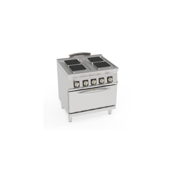CUCINA ELETTRICA 4 PIASTRE ERMETICHE QUADRE (22X22CM - 8.7X8.7IN) SU FORNO ELETTRICO CONVEZIONE GN1/1 CON 1 GRIGLIA