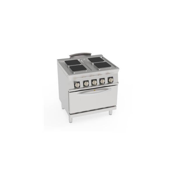 CUCINA ELETTRICA 4 PIASTRE ERMETICHE QUADRE (22X22CM - 8.7X8.7IN) SU FORNO ELETTRICO CONVEZIONE GN1/1 CON 1 GRIGLIA