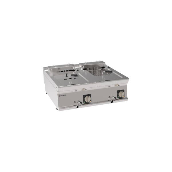 FRIGGITRICE ELETTRICA VASCA DOPPIA 8+8LT SUPER CON ELEMENTI RISCALDANTI IN VASCA BASCULANTI TOP - CESTELLI E COPERCHI INCLUSI