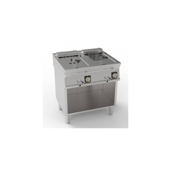 FRIGGITRICE ELETTRICA VASCA DOPPIA 8+8LT SUPER CON ELEMENTI RISCALDANTI IN VASCA BASCULANTI FREESTANDING SU VANO APERTO - CESTELLI E COPERCHI INCLUSI