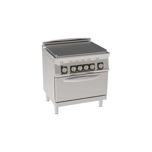 CUCINA ELETTRICA TUTTA PIASTRA SU FORNO ELETTRICO STATICO GN2/1 CON 1 GRIGLIA