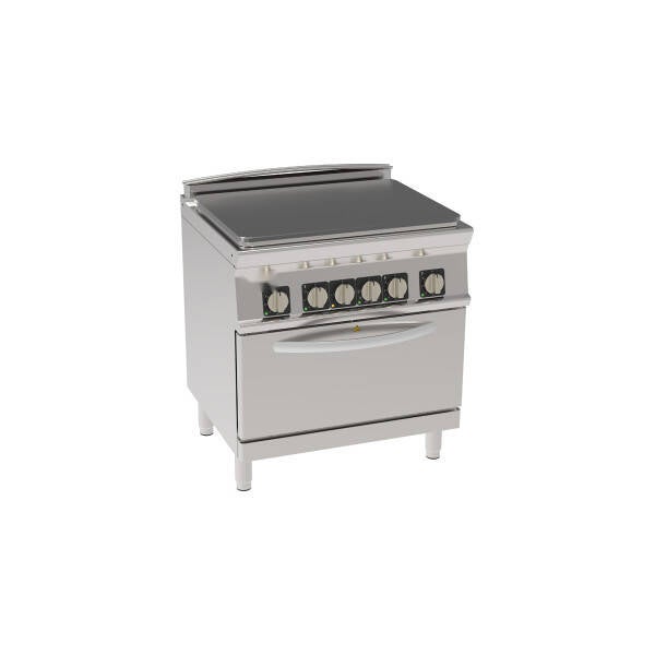 CUCINA ELETTRICA TUTTA PIASTRA SU FORNO ELETTRICO STATICO GN2/1 CON 1 GRIGLIA