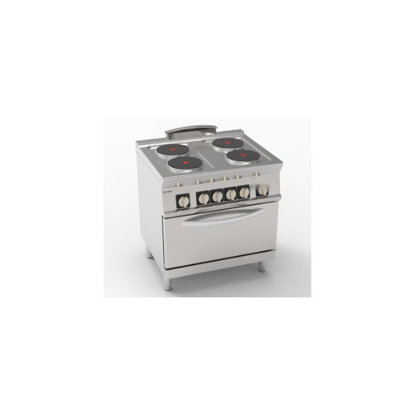 CUCINA ELETTRICA 4 PIASTRE TONDE ERMETICHE SU FORNO ELETTRICO STATICO GN2/1 CON 1 GRIGLIA (DIAM 22CM - 8.7IN)