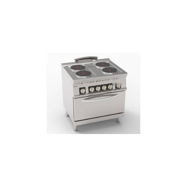 CUCINA ELETTRICA 4 PIASTRE TONDE ERMETICHE SU FORNO ELETTRICO STATICO GN2/1 CON 1 GRIGLIA (DIAM 22CM - 8.7IN)