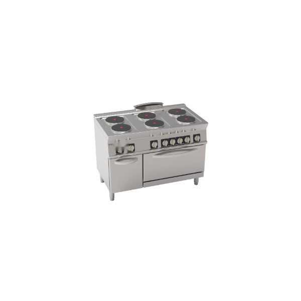 CUCINA ELETTRICA 6 PIASTRE TONDE ERMETICHE SU FORNO ELETTRICO STATICO GN2/1 CON 1 GRIGLIA (DIAM 22CM - 8.7IN)