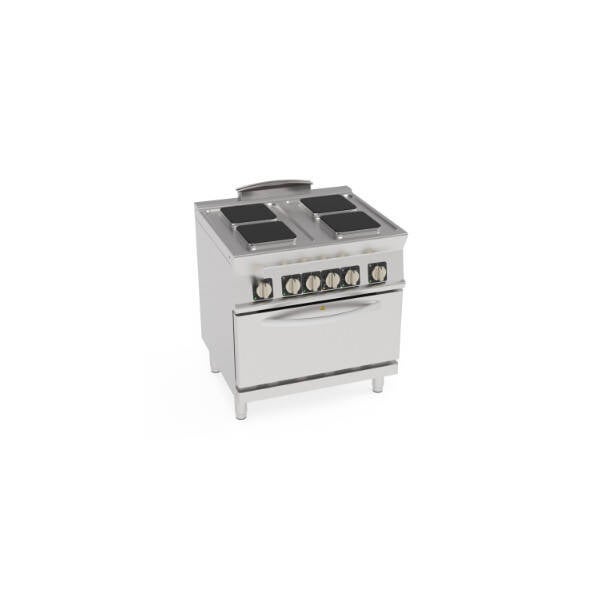 CUCINA ELETTRICA 4 PIASTRE QUADRE ERMETICHE SU FORNO ELETTRICO STATICO GN2/1 CON 1 GRIGLIA (PIASTRA 22X22CM - 8.7X8.7IN)
