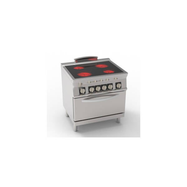 CUCINA ELETTRICA VETROCERAMICA SU FORNO ELETTRICO STATICO GN2/1 CON 1 GRIGLIA