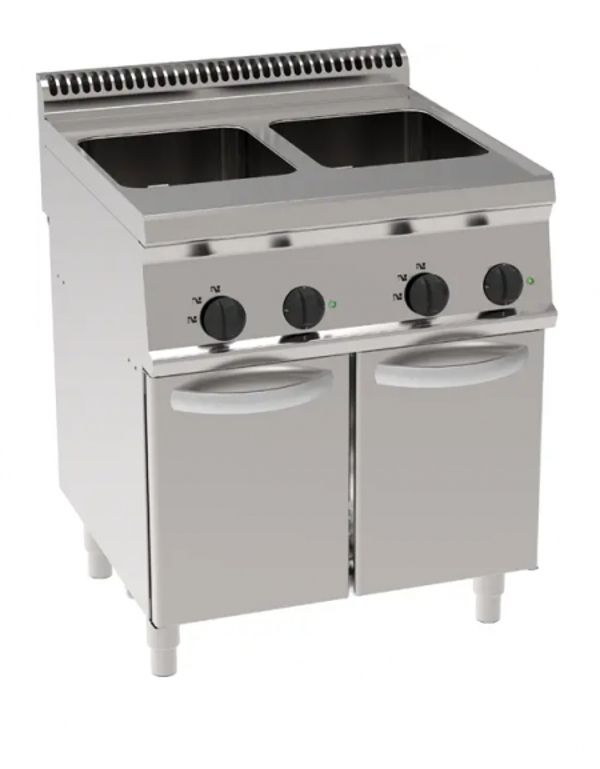 Cuocipasta elettrico vasca doppia 23+23lt GN2/3 freestanding su vano chiuso – cestelli non inclusi