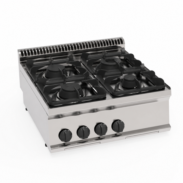 Piano cottura gas 4 fuochi con griglie in ghisa top
