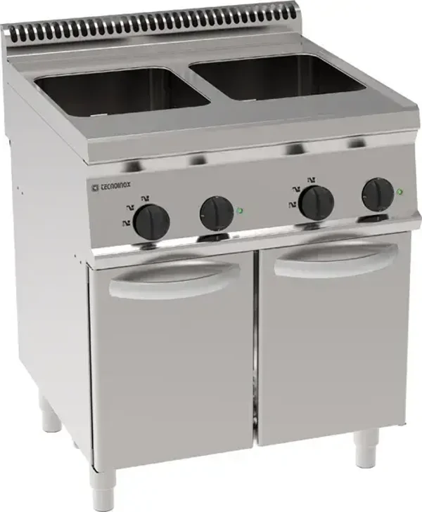 Cuocipasta elettrico vasca doppia 23+23lt GN2/3 freestanding su vano chiuso – cestelli non inclusi