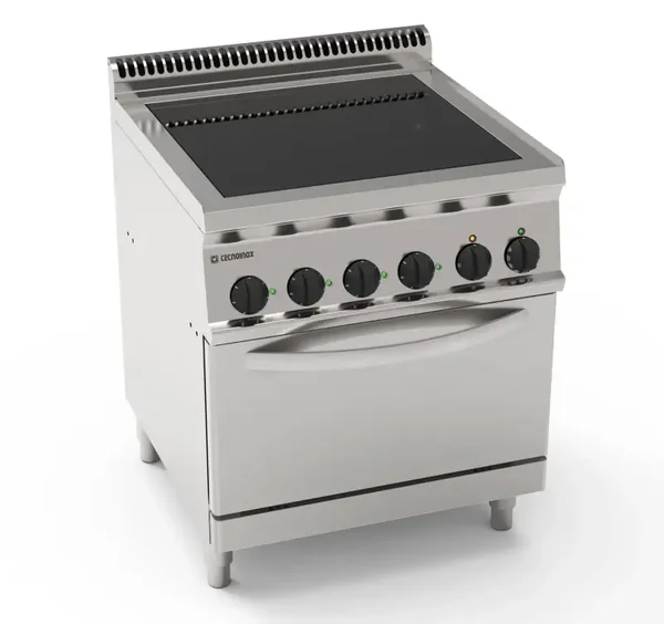 Cucina elettrica vetroceramica su forno elettrico statico GN2/1 con 1 griglia