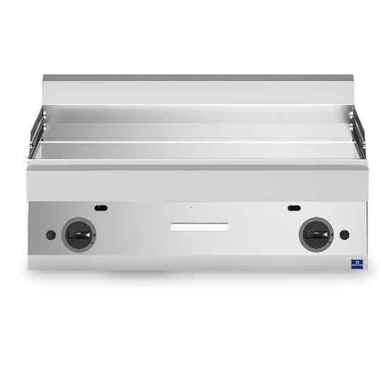 Fry top a gas da banco, piastra cromata liscia 100 cm