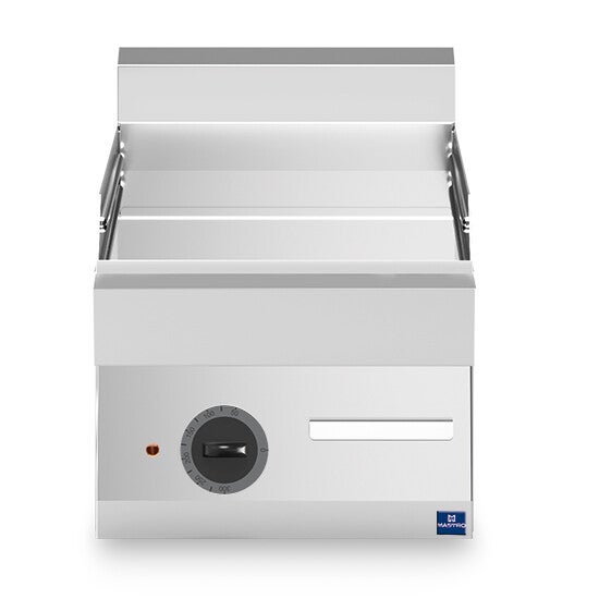 Fry top elettrico da banco, piastra cromata liscia