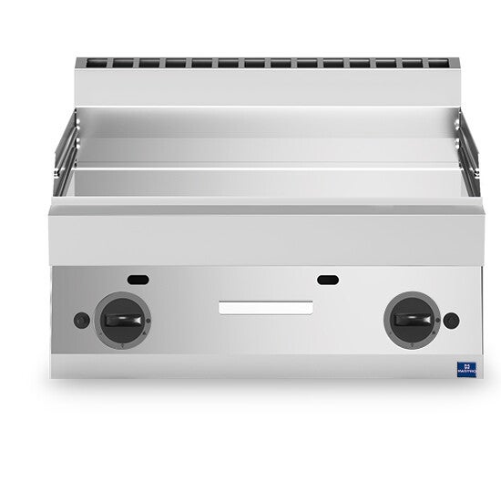 Fry top a gas da banco, piastra cromata liscia