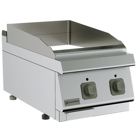 Fry-top elettrico da banco, piastra liscia cromata