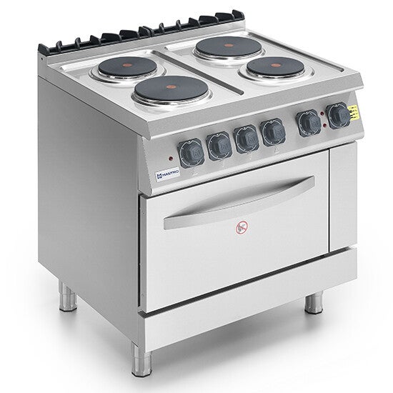 Cucina elettrica su forno elettrico statico GN 2/1, 4 piastre tonde