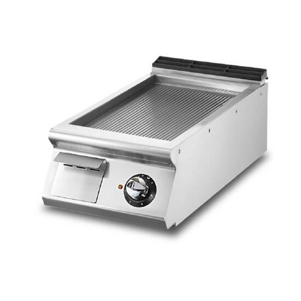 Fry-top elettrico versione top, piastra rigata cromata