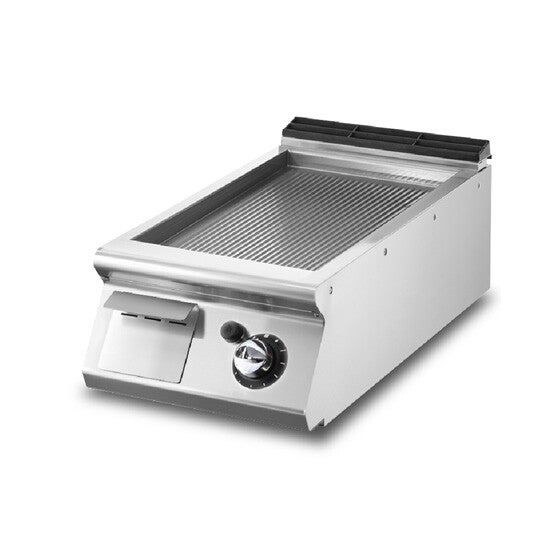 Fry-top gas versione top, piastra rigata