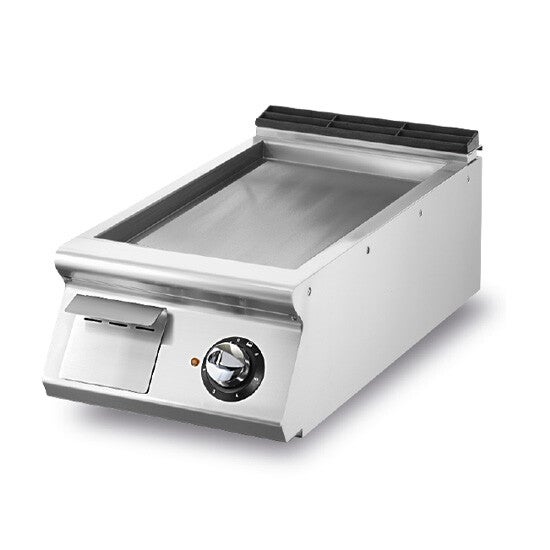 Fry-top elettrico versione top, piastra liscia cromata