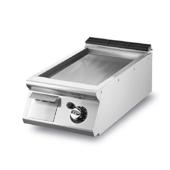 Fry-top gas versione top, piastra liscia cromata