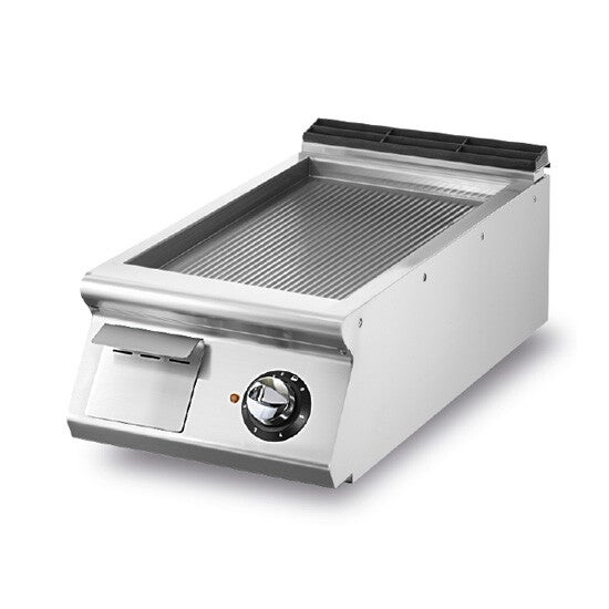 Fry-top elettrico versione top, piastra rigata