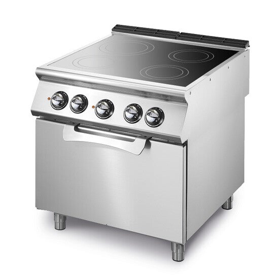 Piastra in vetroceramica su forno elettrico statico GN 2/1, 4 zone di cottura