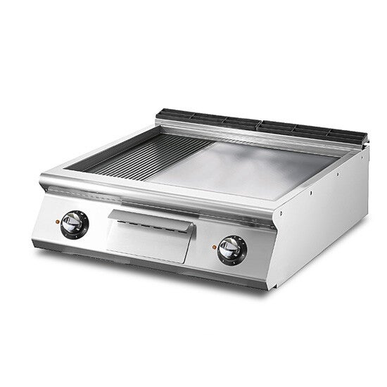 Fry-top elettrico versione top, 1/3 rigata e 2/3 piastra liscia