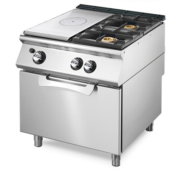 Tuttapiastra gas su forno a gas statico GN 2/1 + 2 bruciatori