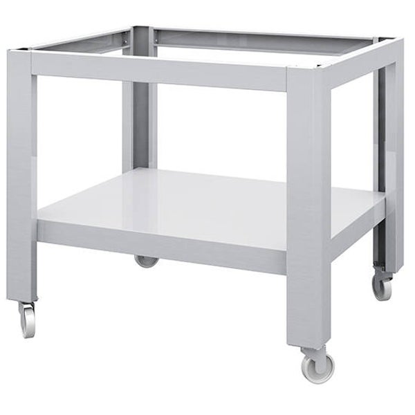 Base aperta in inox con ripiano e ruote per forno pizza CAB0124