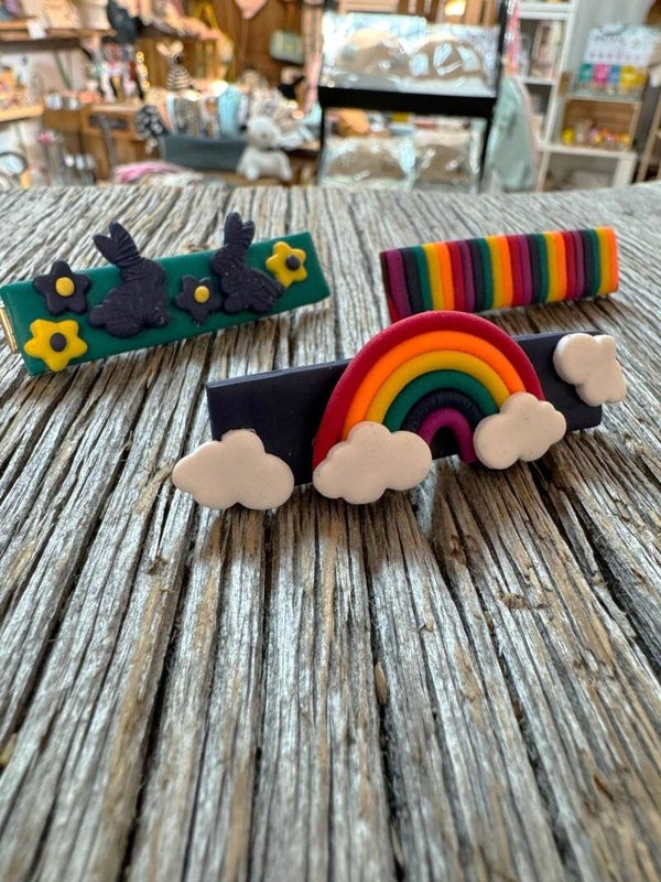 Haarclip aus Polymerclay handgemacht