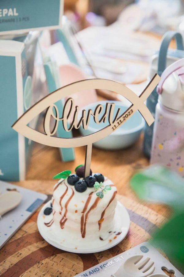 Personalisierter Caketopper aus Holz