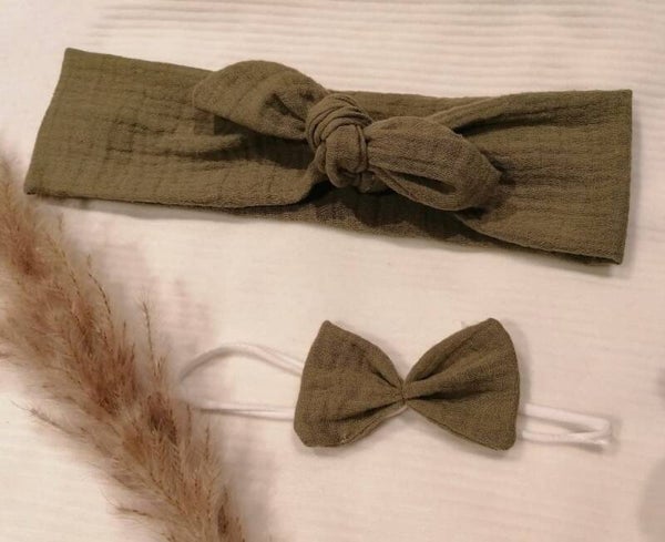 Set Stirnband und Haarband mit Masche