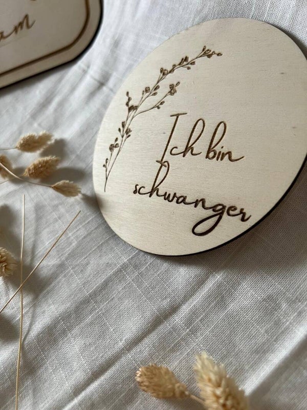 Holzkarte "Ich bin schwanger"