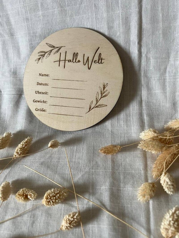 Holzkarte "Hallo Welt"